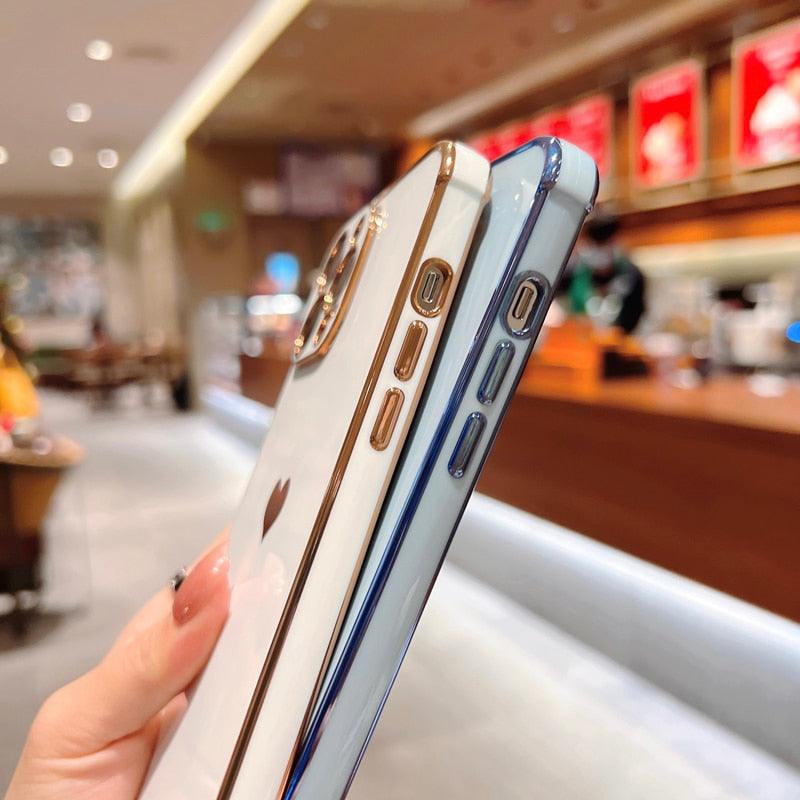 Luxurious Heart Soft Anti-Scratch Full Lens Protection Silicone Girls Shockproof Phone Case for iPhone Phone Case For iPhone 14 13 12 Pro 12Mini Soft Women Elegant Love Heart Shockproof Bumper Phone Case Stevvex