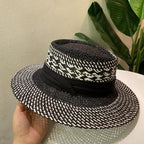 Luxurious New Handmade Straw Beach Hat For Women Summer Hat Luxury Cap Fashion Straw Hat Flat Sun Protection Hats Beautiful Unique Design 55-60cm Stevvex
