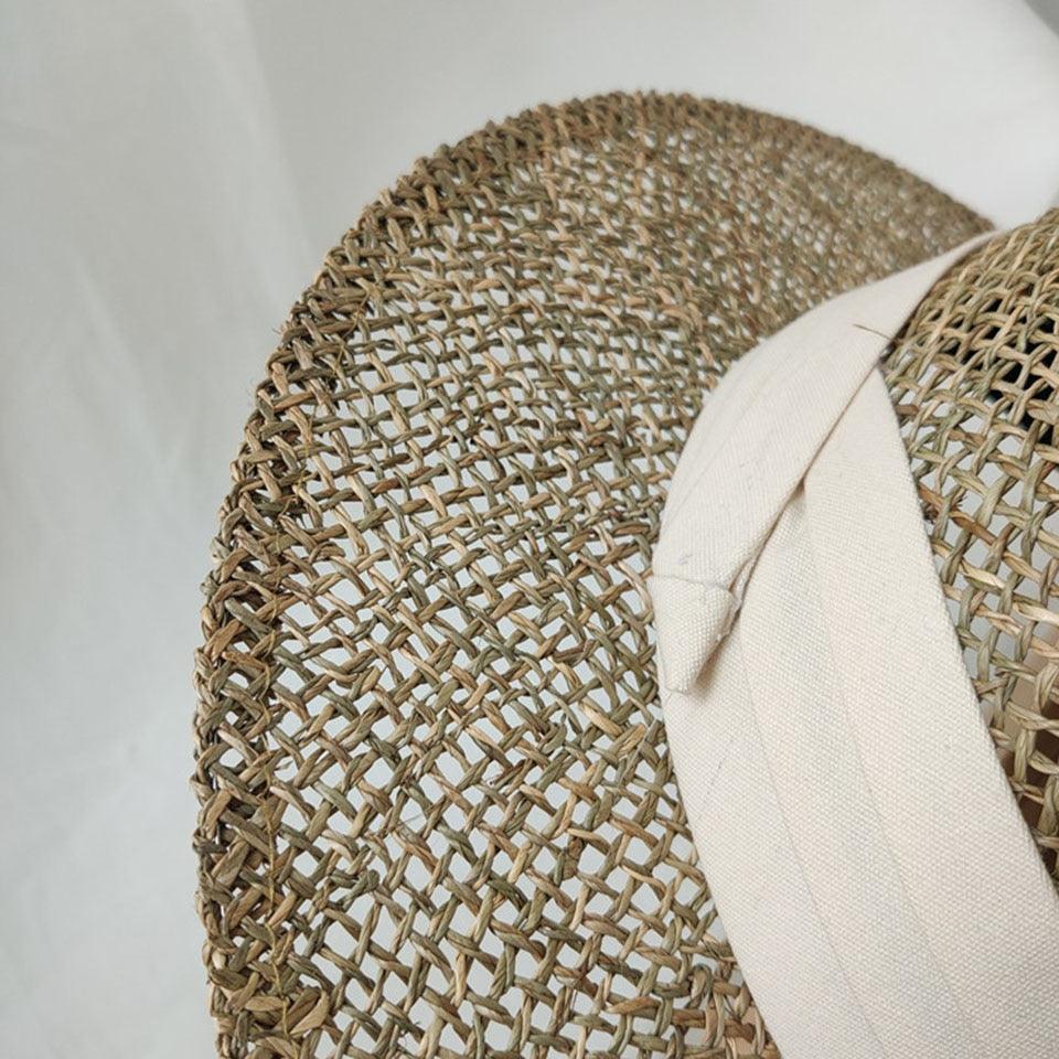 Luxurious New Handmade Straw Beach Hat For Women Summer Hat Luxury Cap Fashion Straw Hat Flat Sun Protection Hats Beautiful Unique Design 55-60cm Stevvex