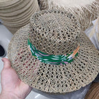Luxurious New Handmade Straw Beach Hat For Women Summer Hat Luxury Cap Fashion Straw Hat Flat Sun Protection Hats Beautiful Unique Design 55-60cm Stevvex