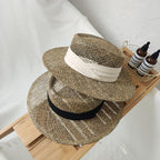 Luxurious New Handmade Straw Beach Hat For Women Summer Hat Luxury Cap Fashion Straw Hat Flat Sun Protection Hats Beautiful Unique Design 55-60cm Stevvex