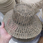 Luxurious New Handmade Straw Beach Hat For Women Summer Hat Luxury Cap Fashion Straw Hat Flat Sun Protection Hats Beautiful Unique Design 55-60cm Stevvex