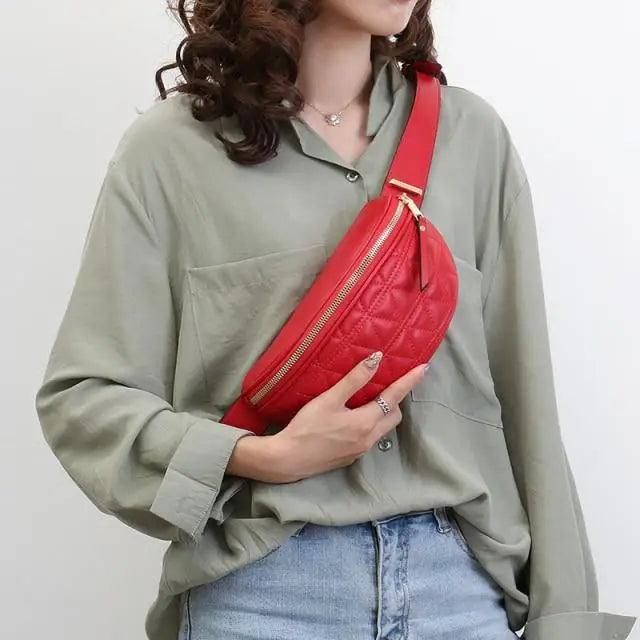 Luxurious Women PU Leather Waist Bags Waterproof Belt Bag Cross Body Fanny Pack Travel Bum Bag Stevvex