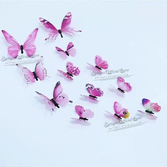 Luxury 3D Wall Stunning 12Pcs 4D Hollow Butterfly Wall Sticker Home Decoration Wall Stickers wedding Party Wedding Decors Butterfly Kids Room Decors Stevvex