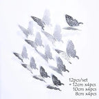 Luxury 3D Wall Stunning 12Pcs 4D Hollow Butterfly Wall Sticker Home Decoration Wall Stickers wedding Party Wedding Decors Butterfly Kids Room Decors Stevvex