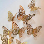 Luxury 3D Wall Stunning 12Pcs 4D Hollow Butterfly Wall Sticker Home Decoration Wall Stickers wedding Party Wedding Decors Butterfly Kids Room Decors Stevvex