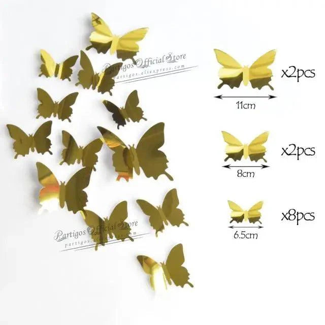 Luxury 3D Wall Stunning 12Pcs 4D Hollow Butterfly Wall Sticker Home Decoration Wall Stickers wedding Party Wedding Decors Butterfly Kids Room Decors Stevvex
