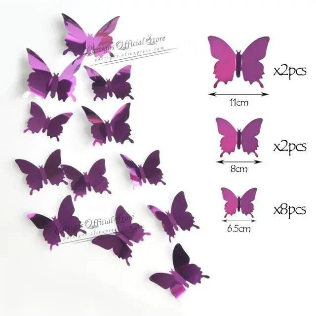 Luxury 3D Wall Stunning 12Pcs 4D Hollow Butterfly Wall Sticker Home Decoration Wall Stickers wedding Party Wedding Decors Butterfly Kids Room Decors Stevvex