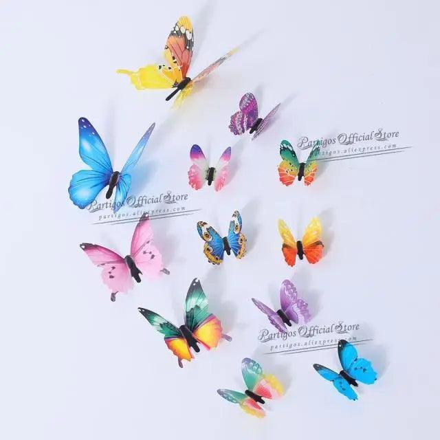 Luxury 3D Wall Stunning 12Pcs 4D Hollow Butterfly Wall Sticker Home Decoration Wall Stickers wedding Party Wedding Decors Butterfly Kids Room Decors Stevvex