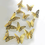 Luxury 3D Wall Stunning 12Pcs 4D Hollow Butterfly Wall Sticker Home Decoration Wall Stickers wedding Party Wedding Decors Butterfly Kids Room Decors Stevvex