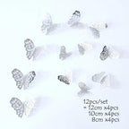Luxury 3D Wall Stunning 12Pcs 4D Hollow Butterfly Wall Sticker Home Decoration Wall Stickers wedding Party Wedding Decors Butterfly Kids Room Decors Stevvex
