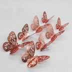 Luxury 3D Wall Stunning 12Pcs 4D Hollow Butterfly Wall Sticker Home Decoration Wall Stickers wedding Party Wedding Decors Butterfly Kids Room Decors Stevvex