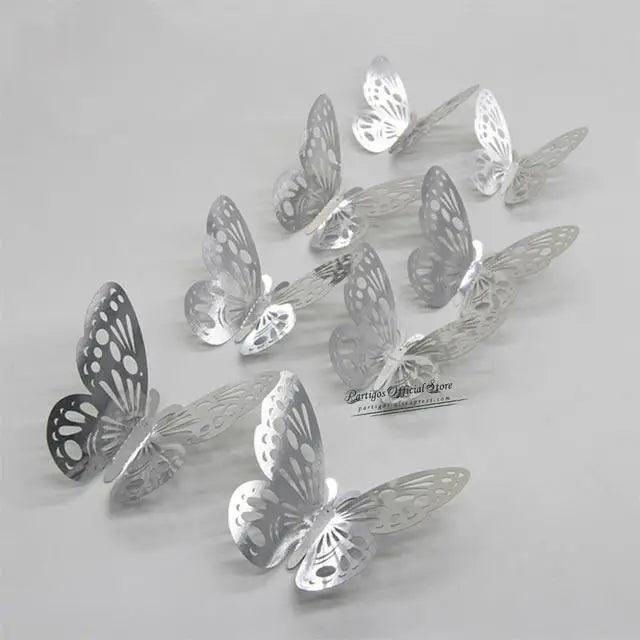 Luxury 3D Wall Stunning 12Pcs 4D Hollow Butterfly Wall Sticker Home Decoration Wall Stickers wedding Party Wedding Decors Butterfly Kids Room Decors Stevvex