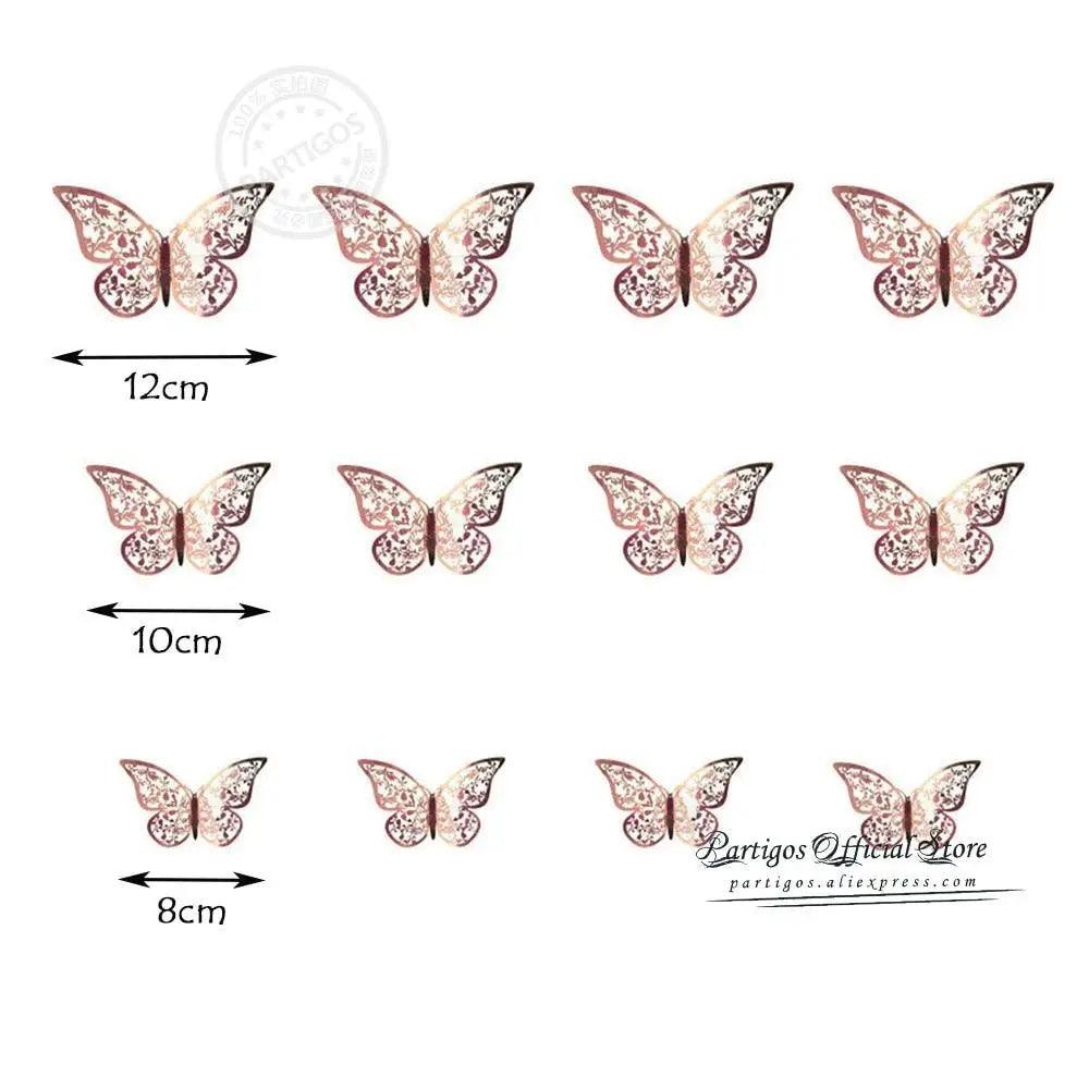 Luxury 3D Wall Stunning 12Pcs 4D Hollow Butterfly Wall Sticker Home Decoration Wall Stickers wedding Party Wedding Decors Butterfly Kids Room Decors Stevvex