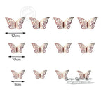 Luxury 3D Wall Stunning 12Pcs 4D Hollow Butterfly Wall Sticker Home Decoration Wall Stickers wedding Party Wedding Decors Butterfly Kids Room Decors Stevvex