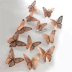 Luxury 3D Wall Stunning 12Pcs 4D Hollow Butterfly Wall Sticker Home Decoration Wall Stickers wedding Party Wedding Decors Butterfly Kids Room Decors Stevvex