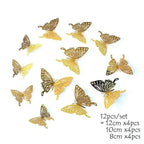 Luxury 3D Wall Stunning 12Pcs 4D Hollow Butterfly Wall Sticker Home Decoration Wall Stickers wedding Party Wedding Decors Butterfly Kids Room Decors Stevvex