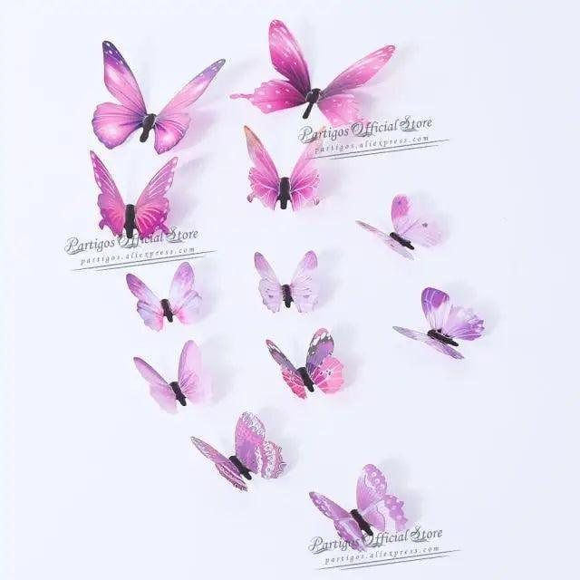 Luxury 3D Wall Stunning 12Pcs 4D Hollow Butterfly Wall Sticker Home Decoration Wall Stickers wedding Party Wedding Decors Butterfly Kids Room Decors Stevvex