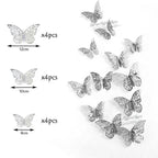 Luxury 3D Wall Stunning 12Pcs 4D Hollow Butterfly Wall Sticker Home Decoration Wall Stickers wedding Party Wedding Decors Butterfly Kids Room Decors Stevvex