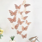 Luxury 3D Wall Stunning 12Pcs 4D Hollow Butterfly Wall Sticker Home Decoration Wall Stickers wedding Party Wedding Decors Butterfly Kids Room Decors Stevvex