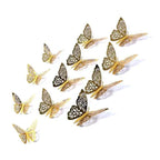 Luxury 3D Wall Stunning 12Pcs 4D Hollow Butterfly Wall Sticker Home Decoration Wall Stickers wedding Party Wedding Decors Butterfly Kids Room Decors Stevvex