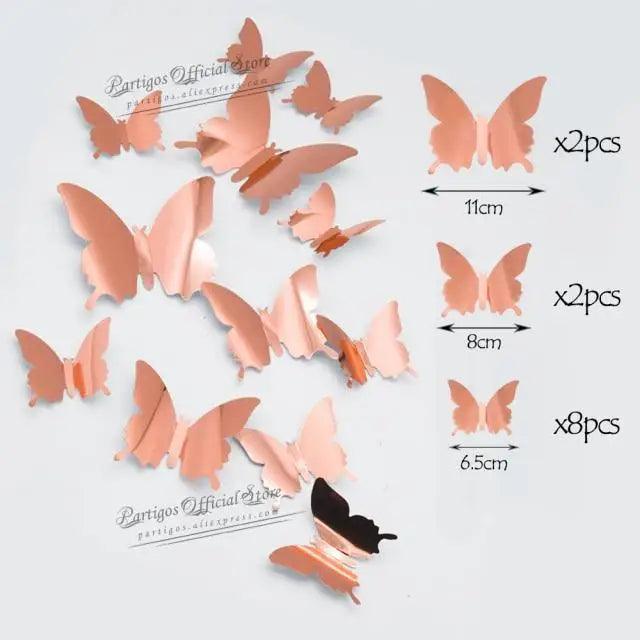 Luxury 3D Wall Stunning 12Pcs 4D Hollow Butterfly Wall Sticker Home Decoration Wall Stickers wedding Party Wedding Decors Butterfly Kids Room Decors Stevvex