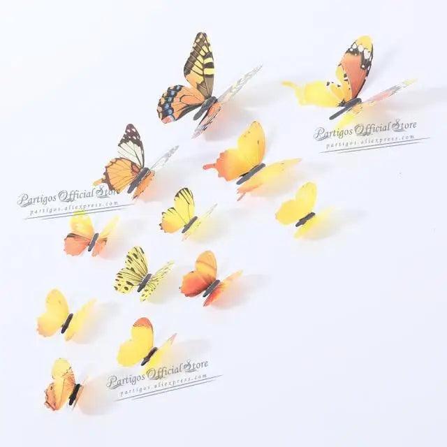 Luxury 3D Wall Stunning 12Pcs 4D Hollow Butterfly Wall Sticker Home Decoration Wall Stickers wedding Party Wedding Decors Butterfly Kids Room Decors Stevvex