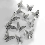 Luxury 3D Wall Stunning 12Pcs 4D Hollow Butterfly Wall Sticker Home Decoration Wall Stickers wedding Party Wedding Decors Butterfly Kids Room Decors Stevvex