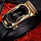 Luxury Automatic Black Genuine Leather Business Belt For Men New Fashion High Quality Black Belts Stevvex