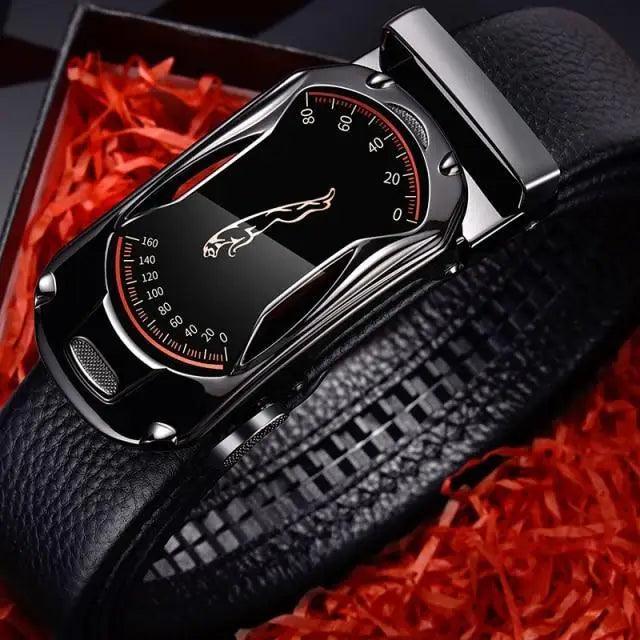 Luxury Automatic Black Genuine Leather Business Belt For Men New Fashion High Quality Black Belts Stevvex