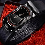 Luxury Automatic Black Genuine Leather Business Belt For Men New Fashion High Quality Black Belts Stevvex