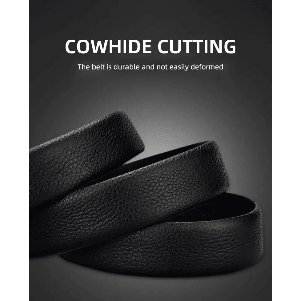 Luxury Automatic Black Genuine Leather Business Belt For Men New Fashion High Quality Black Belts Stevvex