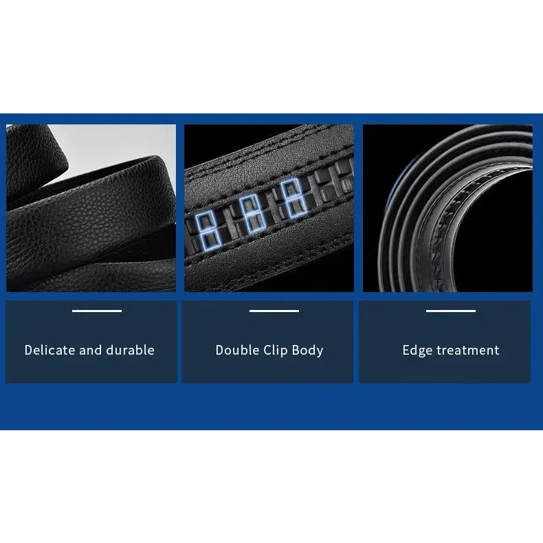 Luxury Automatic Black Genuine Leather Business Belt For Men New Fashion High Quality Black Belts Stevvex