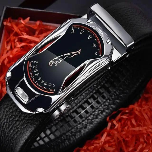 Luxury Automatic Black Genuine Leather Business Belt For Men New Fashion High Quality Black Belts Stevvex