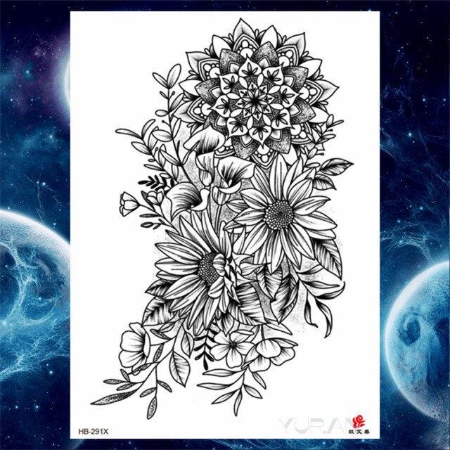 Luxury Big Tattoo Stickers Butterfly Body Arm Leg Tattoos Temporary Black Flower Rose Tattoos For Women's Adults Stevvex