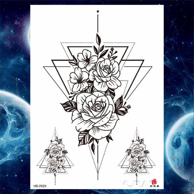 Luxury Big Tattoo Stickers Butterfly Body Arm Leg Tattoos Temporary Black Flower Rose Tattoos For Women's Adults Stevvex