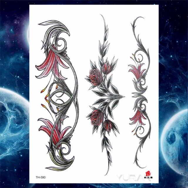 Luxury Big Tattoo Stickers Butterfly Body Arm Leg Tattoos Temporary Black Flower Rose Tattoos For Women's Adults Stevvex