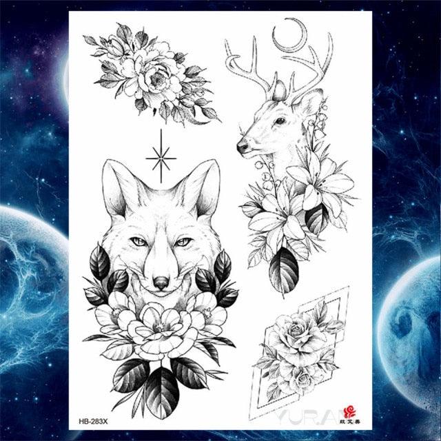 Luxury Big Tattoo Stickers Butterfly Body Arm Leg Tattoos Temporary Black Flower Rose Tattoos For Women's Adults Stevvex