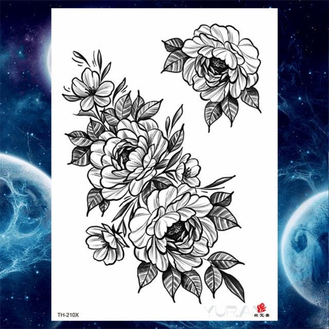 Luxury Big Tattoo Stickers Butterfly Body Arm Leg Tattoos Temporary Black Flower Rose Tattoos For Women's Adults Stevvex