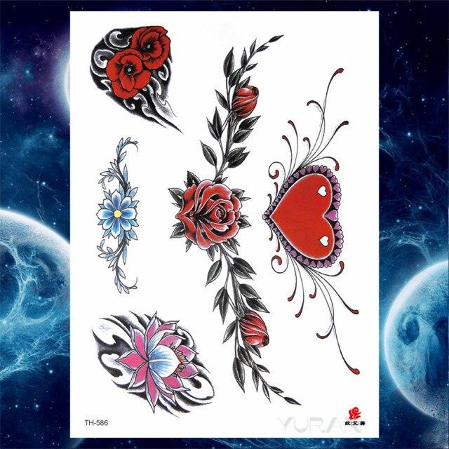 Luxury Big Tattoo Stickers Butterfly Body Arm Leg Tattoos Temporary Black Flower Rose Tattoos For Women's Adults Stevvex