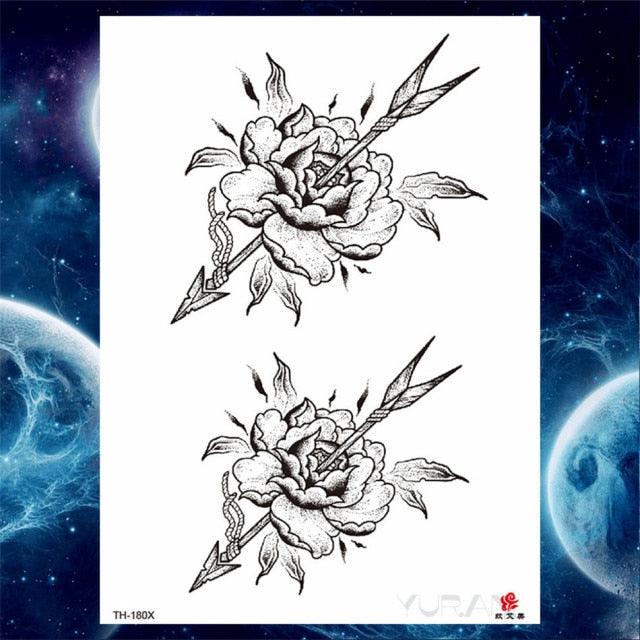 Luxury Big Tattoo Stickers Butterfly Body Arm Leg Tattoos Temporary Black Flower Rose Tattoos For Women's Adults Stevvex