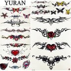 Luxury Big Tattoo Stickers Butterfly Body Arm Leg Tattoos Temporary Black Flower Rose Tattoos For Women's Adults Stevvex