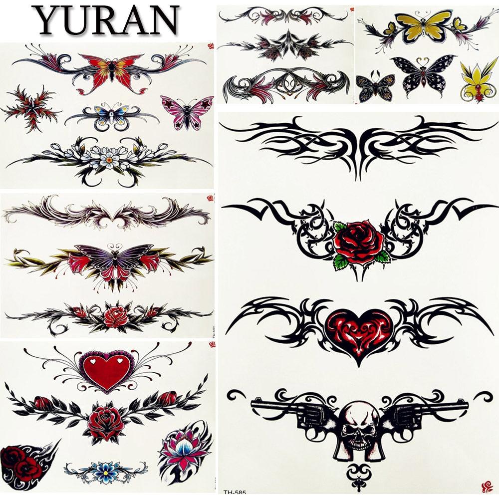 Luxury Big Tattoo Stickers Butterfly Body Arm Leg Tattoos Temporary Black Flower Rose Tattoos For Women's Adults Stevvex