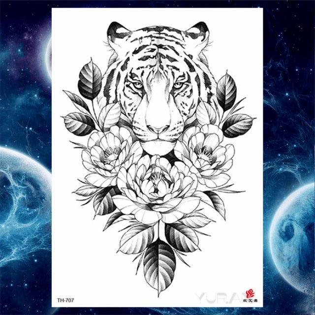 Luxury Big Tattoo Stickers Butterfly Body Arm Leg Tattoos Temporary Black Flower Rose Tattoos For Women's Adults Stevvex