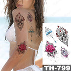 Luxury Big Waterproof Temporary Sticker Tattoo Large Flowers And Animals Body Tattos For Womens