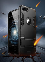 Luxury Black Cool Armor Case For iPhone 8 7 6 6S Plus 5 5s Shockproof Case For iPhone X XS MAX XR Stand Cover Case  Heavy Duty Shockproof Armor Dual Layer Protection Back Case Cover