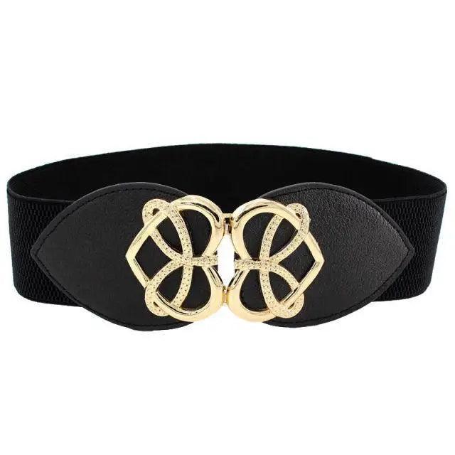 Luxury Black Elastic Women Belt Unique Belt Stretch Waistband Stylish Women Vintage Waist Belts Stevvex