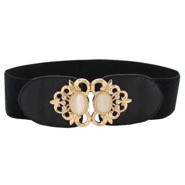 Luxury Black Elastic Women Belt Unique Belt Stretch Waistband Stylish Women Vintage Waist Belts Stevvex