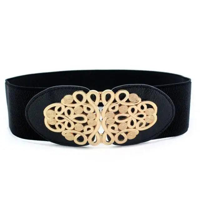 Luxury Black Elastic Women Belt Unique Belt Stretch Waistband Stylish Women Vintage Waist Belts Stevvex