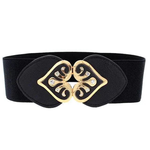 Luxury Black Elastic Women Belt Unique Belt Stretch Waistband Stylish Women Vintage Waist Belts Stevvex